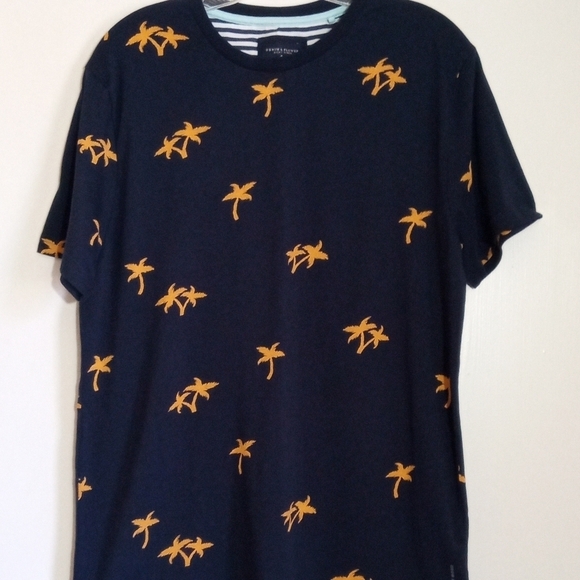 Denim & Flower Rick Singh short sleeve shirt with yellow palm trees boys XL - Picture 1 of 5